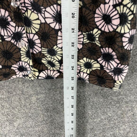 Sag Harbor Cardigan Women M Medium Black Floral Knit Button Long Sleeve Cotton - Picture 8 of 9